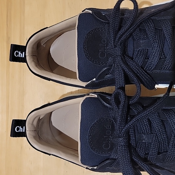 Chloe Lauren Black Canvas Embroidered Logo Sneakers - Picture 10 of 16